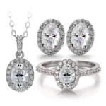 925 Sterling Woman Earring Necklace Ring Jewelry Set Fancy Shape Gold Plated Moissanite Silver Jewelry