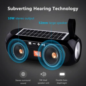 Mini Blue Wireless Speakers Music Sound Player bluetooth Speaker Solar Charger Speaker