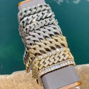 New Iced Out Sparking Men Hip Hop Punk Fashion Jewelry Cubic Zirconia Paved CZ Spike 30mm Cuban Bracelet