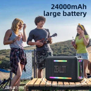 ZEALOT S95 120W Wireless Speaker with Bass, IPX6 Waterproof Support AUX/TF/AUX/TWS/EQ Mode/RGB Lights for Party