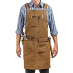 High Quality Heavy Duty Thick Canvas Electrician Men’s Cross Back Aprons Men Work Apron With Tool Pockets
