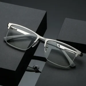 Metal Half Frame Reading Glasses with Blue Light Protection, +1.00 to +4.00