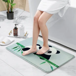 Non Slip Washable Cute Cartoon Panda Absorbent Microfiber Bath Rug Small Bath Mat for Bathroom