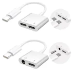 Dual USB Type C 2-in-1 Audio Splitter Fast Charge S20 Ultra S10 9 Note10 Plus Adapter with 3.5mm Headphone for Mobile Phones