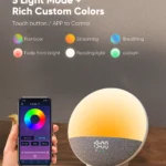 Wake up Light Sunrise Alarm Clock for Kids, Wireless Speaker Sound Machine with 15 White Noise, 3 Alarms, 5 Night Modes,