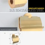 Bathroom Accessory Brushed Gold Tissue Holder Toilet Paper Roll Holder With Cover