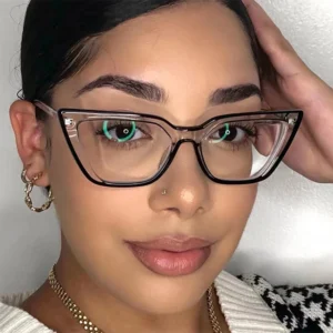 Vintage Cat Eye Ladies Spectacle Frame Lentes Flat Lens Eyeglass Luxury TR Two Tone Women Blue Light Filter Glasses