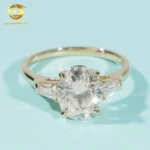 Elegant 14k Yellow Gold GRA Wedding Bridal Jewelry Gorgeous 4Claws Setting 3ct Oval VVS Moissanite Diamond Engagement Ring Women