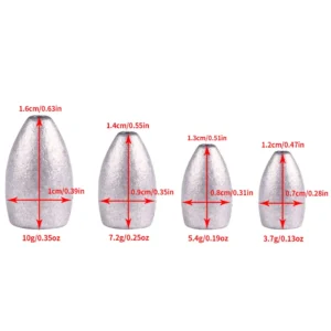 Fishing Tackle Accessories Worm Bullet Fishing Lead Weights 1.75g-21g Lead Sinkers