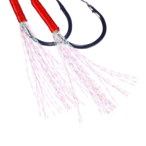 High Carbon Steel Pike Assist Hook with Luminous Tinsel Fishing Hooks Double Fishhook