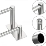 Self Adhesive Double Towel Bar ,Wall Mounted Bath Accessories Stainless Steel Shower Towel Rack, Towel Rod Holder for Bathroom