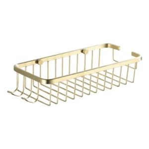 Brushed Gold Wall Mounted Bathroom Organizer Shelf Stainless Steel Shower Storage Rack