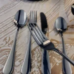 Noble Elegant Black Stainless Steel Travel Camping Flatware Set Popular Design for Wedding Family Party & Kids Spoon Fork Set
