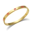 Gold Color Plated-Red Flower