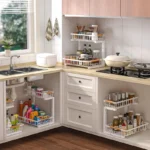 Kitchen Bathroom Metal Sink Storage Shelves Height Adjustable Pull Out Cabinet Organizer 2-tier Under Sink Slide Out Organizer