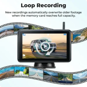 IPoster 2x BSD Solar Backup Cameras 10000mAh Rechargeable Battery Magnetic with 5 Inch Touch Screen DVR Loop Recording Monitor