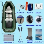 Solar Marine 9.8ft Inflatable Boat 4 Person Folding Portable Fishing Kayak Dinghy Rafting Tender Floating on River Lakes
