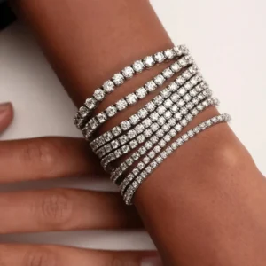 Hip Hop Iced Out Cubic Zirconia Bracelet Men Women 1 Row 6mm Geometric 5A CZ Stone Tennis Chain Bracelet 925 Sterling Silver