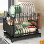 2 tier, dish drying rack, Cutlery rack with spout and draining tray, cutlery holder, cup holder, kitchen countertop storage rack