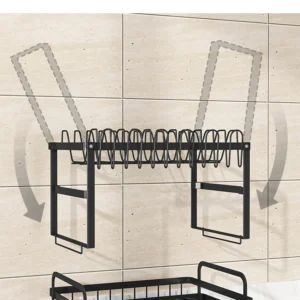 2 tier, dish drying rack, Cutlery rack with spout and draining tray, cutlery holder, cup holder, kitchen countertop storage rack