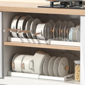 Kitchen utensil artifact pot storage rack Foldable kitchen utensil storage rack Kitchen pot lid storage rack