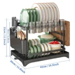 2 tier, dish drying rack, Cutlery rack with spout and draining tray, cutlery holder, cup holder, kitchen countertop storage rack