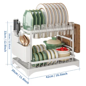 2 tier, dish drying rack, Cutlery rack with spout and draining tray, cutlery holder, cup holder, kitchen countertop storage rack