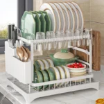 2 tier, dish drying rack, Cutlery rack with spout and draining tray, cutlery holder, cup holder, kitchen countertop storage rack