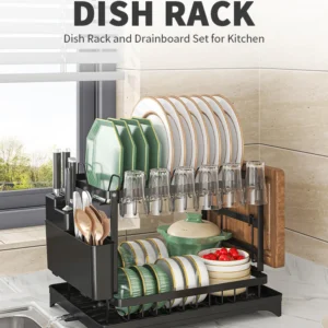 2 tier, dish drying rack, Cutlery rack with spout and draining tray, cutlery holder, cup holder, kitchen countertop storage rack