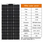 200W Flexible Solar Panel for Campervan Roof Shed 100W Photovoltaic Solar 12V Battery Charging Portable Green Energy Solution