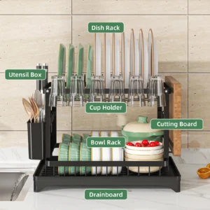 2 tier, dish drying rack, Cutlery rack with spout and draining tray, cutlery holder, cup holder, kitchen countertop storage rack