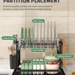 2 tier, dish drying rack, Cutlery rack with spout and draining tray, cutlery holder, cup holder, kitchen countertop storage rack