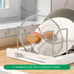 Kitchen utensil artifact pot storage rack Foldable kitchen utensil storage rack Kitchen pot lid storage rack