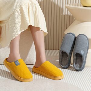 [Soft Plush House Shoes] Plush Women's & Unisex Slip-On Slippers | Non-Slip Rubber Sole, Winter Warm Indoor House Shoes, Soft Cushioned Footbed | Multi-Color (Pink, Blue, Grey, Brown, Green, Yellow, Orange) for Home, Postpartum Care