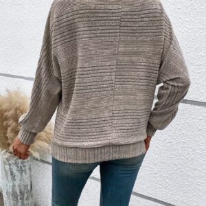 Solid Crew Neck Pullover Sweater, Casual Batwing Sleeve Loose Sweater, Women's Clothing