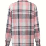 Plaid Print Simple Shirt, Casual Button Front Long Sleeve Shirt, Women’s Clothing