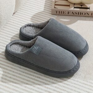 [Soft Plush House Shoes] Plush Women's & Unisex Slip-On Slippers | Non-Slip Rubber Sole, Winter Warm Indoor House Shoes, Soft Cushioned Footbed | Multi-Color (Pink, Blue, Grey, Brown, Green, Yellow, Orange) for Home, Postpartum Care