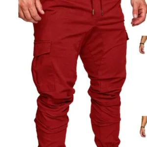 Plus Size Cargo Pants Men's Casual Tethered Elastic Men Jogger Pants Track Pants