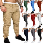 Plus Size Cargo Pants Men’s Casual Tethered Elastic Men Jogger Pants Track Pants