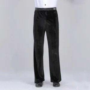 High Quality Winter Velvet Black Long Man Latin Ballroom Pants