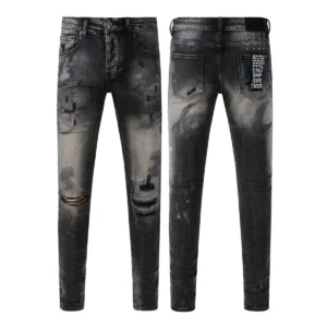 KSUBI Men's Jeans Original Elastic Fabrics Distressed Stonewashed Colored Dark Ripped Denim Pencil Pants High
