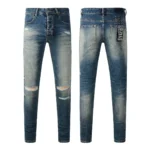 Designer Clothing KSUBI Men’s Jeans Original Elastic Fabrics Distressed Stonewashed Colored Dark Ripped Denim Pencil Pants High