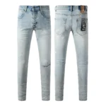 Designer Clothing KSUBI Men’s Jeans Original Elastic Fabrics Distressed Stonewashed Colored Dark Ripped Denim Pencil Pants High