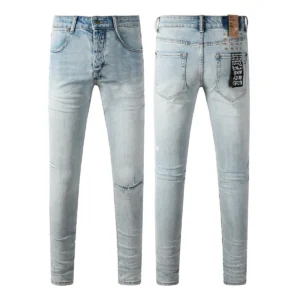 Designer Clothing KSUBI Men's Jeans Original Elastic Fabrics Distressed Stonewashed Colored Dark Ripped Denim Pencil Pants High