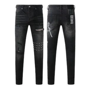 KSUBI Men's Jeans Original Elastic Fabrics Distressed Stonewashed Colored Dark Ripped Denim Pencil Pants High