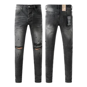 KSUBI Men's Jeans Original Elastic Fabrics Distressed Stonewashed Colored Dark Ripped Denim Pencil Pants High