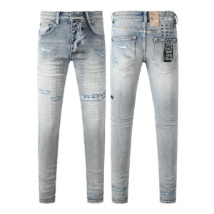 Designer Clothing KSUBI Men's Jeans Original Elastic Fabrics Distressed Stonewashed Colored Dark Ripped Denim Pencil Pants High