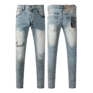KSUBI Men's Jeans Original Elastic Fabrics Distressed Stonewashed Colored Dark Ripped Denim Pencil Pants High