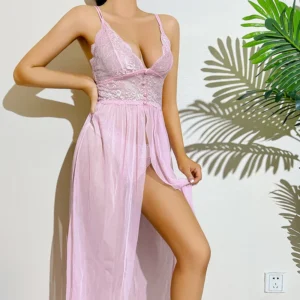YILIMI Women See-Through Pajamas Set Lace Transparent Long Dress Sexy Fun Romantic Sexy Sleepwear