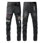 KSUBI Men’s Jeans Original Elastic Fabrics Distressed Stonewashed Colored Dark Ripped Denim Pencil Pants High